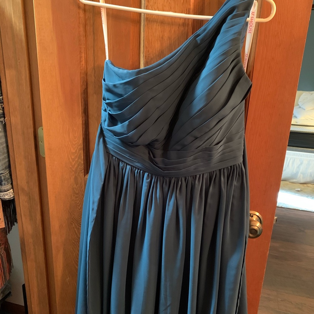 Turquoise one strap bridesmaid dress